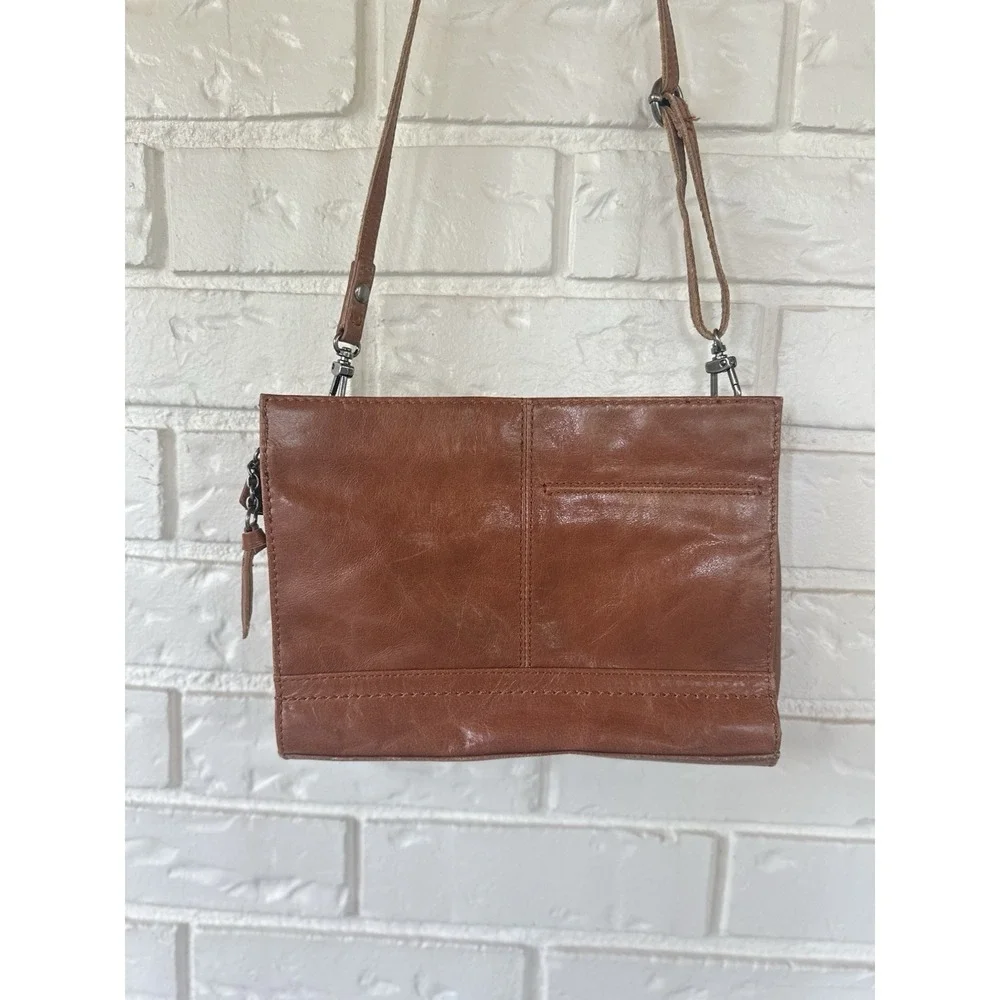 The‎ Sak Cognac/Multicolor Leather Patchwork Crossbody Zip Bag